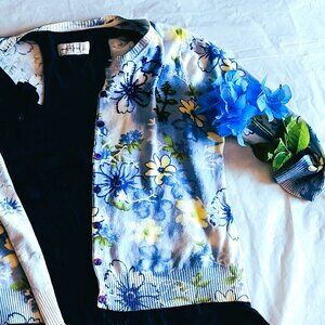 WOMEN'S COTTON RAMIE BLEND FLORAL BEADED CARDIGAN SWEATER, PETITE